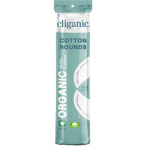 Cliganic Organic Cotton Rounds, 100ct