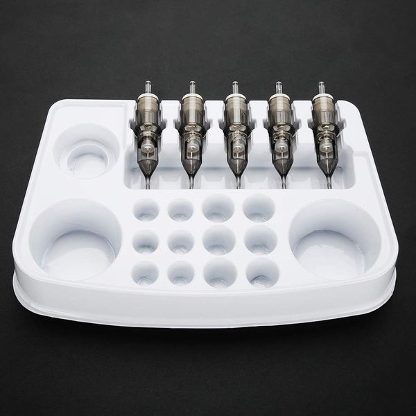 Tattoo Needle and Ink Cup Holder Stand, Disposable Plastic Tattoo Cartridge Color Tray Needle Holder Stand Trays Tattoo Plate