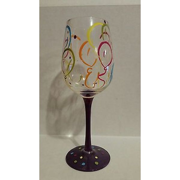 Hand Painted Wine Glass with balloons