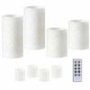 White LED Candle Set Damask Print 9 pieces Including Remote
