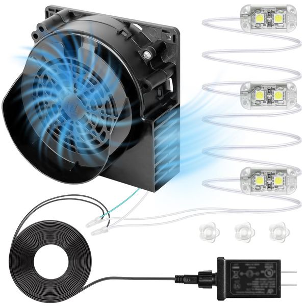 Air Blower for Inflatables, 12V 1.2A Replacement Fan Blower with 12V 1.5A Adapter and 3 LED Lights, Inflatable Air Blower for Halloween and Christmas Yard Blow Up, Outdoor Holiday Decor Fan Blower