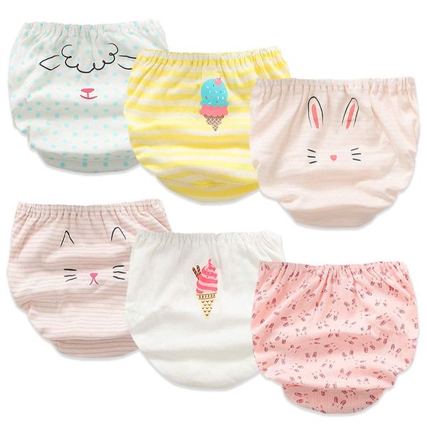 Girls' Pants, 100% Cotton, Breathable, Shorts, Kids’ Underwear, Soft, Non-Fluorescent, Moisture Wicking, Comfortable, Children's Clothes, Shorts, Babies, Kindergarten, Cute, Sizes 90 / 100 / 110 / 120 / 130 / 140, Set of 6, 120