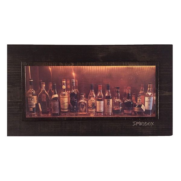 Bourbon Bottles Panorama on Wood Unique Wall Art