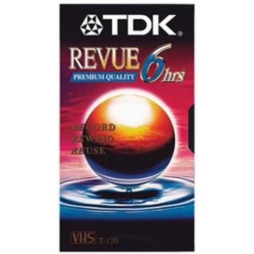 2 Pack TDK T-120 REVUE Premium Quality blank VHS Video Cassette Tape - 6 hours - Record, Rewind, Reuse