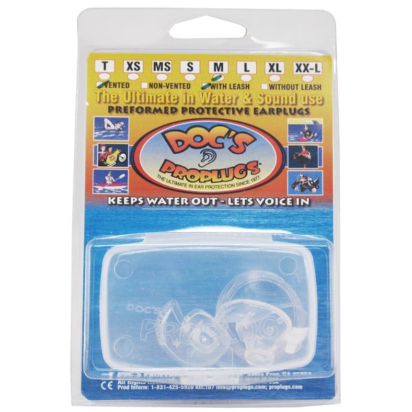 DOCS Ear Plugs Pro Plugs with Leash Silicone Medium Clear