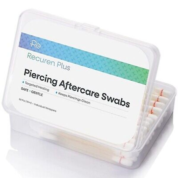 Recuren Plus Piercing Aftercare Swabs 50 Pcs Skincare Swabs with Safe and Effect