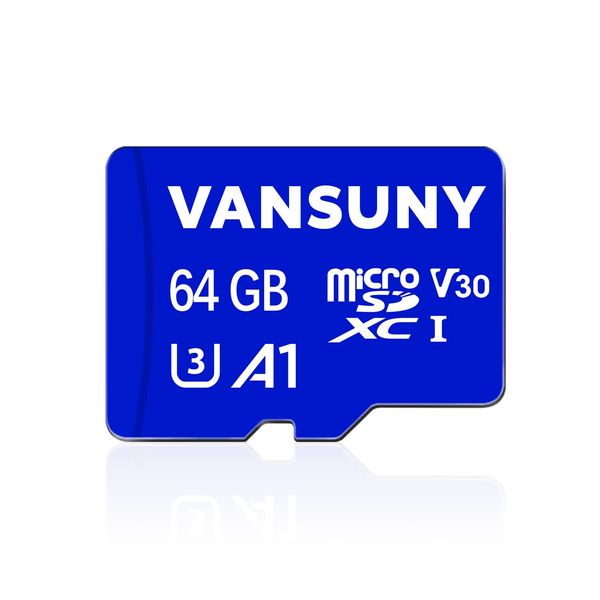 Vansuny 64GB Micro SD Card MicroSDXC Memory Card with A1 Class10 U3 V30 Full HD Video Recording TF Card (Micro SD Cards + SD Adapter)