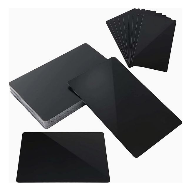 LaserPecker (Set of 100) Business Card Paper Aluminum Metal Business Card Creation Business Card Paper Business Card Printing Business Card Personality DIY Use for Business (Solid Black)