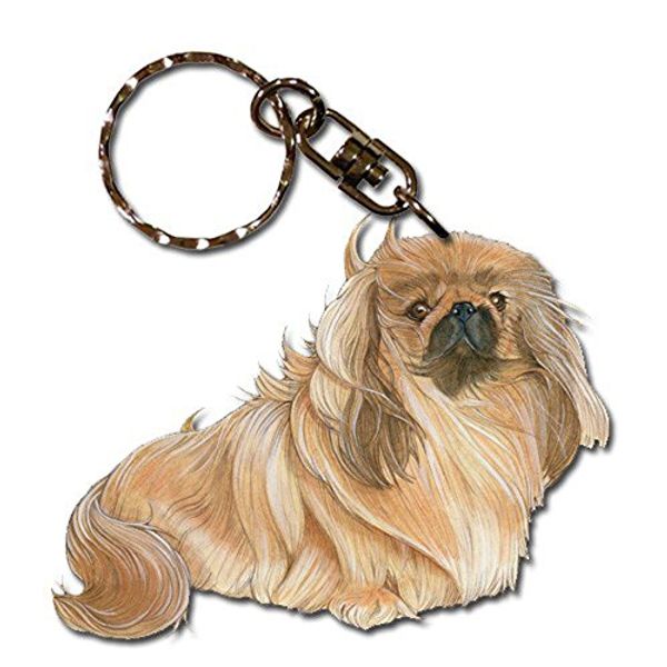 PP Pekingese Wooden Keychain