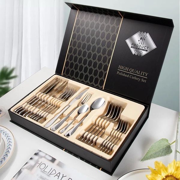 24 Pieces Stainless Steel Forks And Spoons Flatware Tableware Set Kitchen