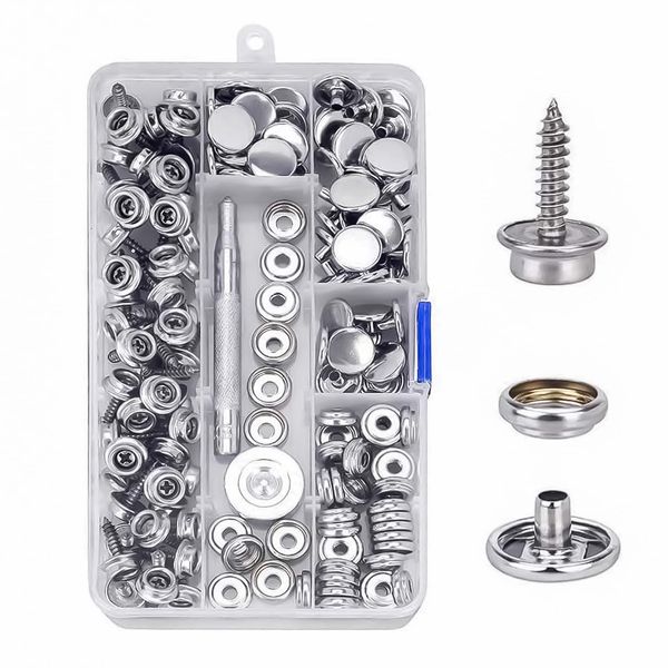 62Pcs Press Studs Snap Fasteners Kit - No Sewing, DIY, Craft Projects