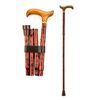 Adjustable Folding Walking Stick Cane with a Wooden Derby Handle and a Birds Eye Maple Pattern