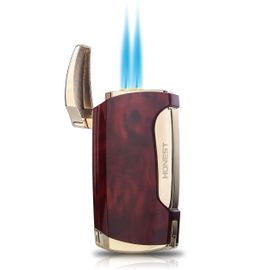 PROMISE Cigar Lighter Multi-Functional Cigar Accessories Torch Lighters  Quadruple 4 Jet Flame Refillable Butane Lighter Gadgets for Men Gift Ideas  Empty without gas (Red) 