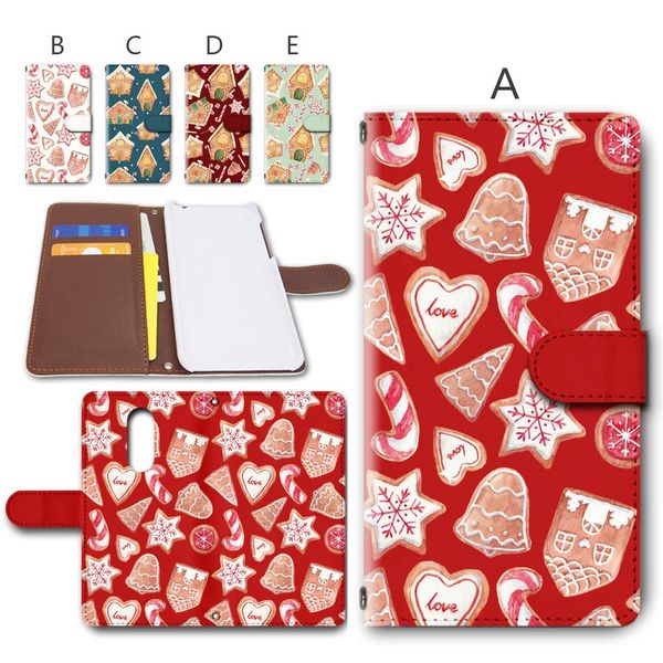 Notebook type case with camera hole diary smartphone case smartphone cover leather christmas cookie pattern Nordic TRENDGATE original design