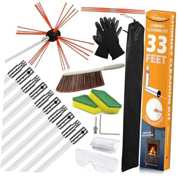 Chimney Cleaning Kit Chimney Brush, Chimney Sweep Kit and Chimney 33 Feet