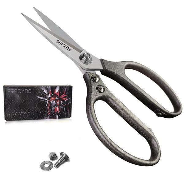 FTECYBO Heavy Duty Scissors 8.5'', All Purpose, Leather Scissors, Reinforced Stainless Steel Blades with Metal Handles for Home, Office, Easy Cutting Cardboard, Fabric, Carpet, Leather, etc