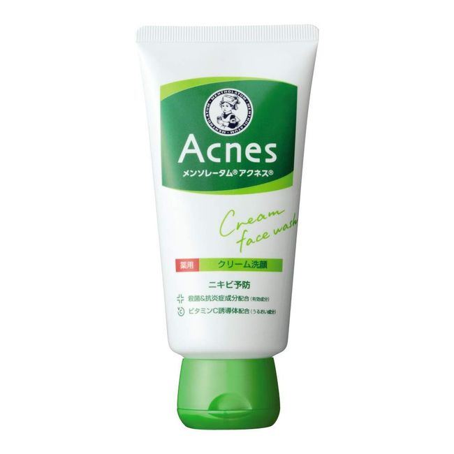 Rohto Pharmaceutical Mentholatum Acnes Medicated Cream Face Wash 4.6 oz (130 g) x 4 Piece Set Facial Cleanser (Quasi-Drug)