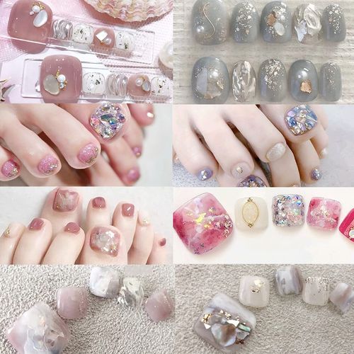 8 sheets 176 stickers nail stickers for feet popular nail stickers gel nails stick 3D 3D feeling nail seal just stick foot gel nail hardening type self nail home nail pink plain light blue nail stick nail nail foot nail sticker foot nail sticker for feet 