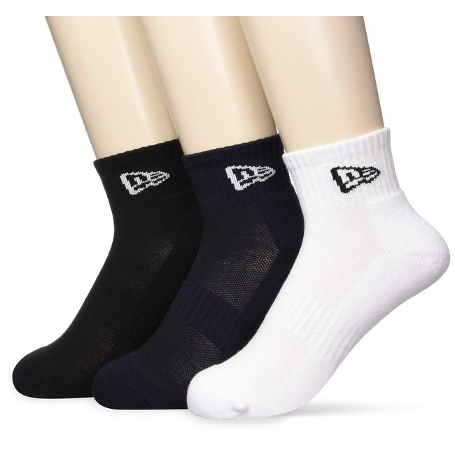 New Era 11531694 SOCKS ANKLE 3PAIRS Baseball Socks, Unisex, Black, White, Navy
