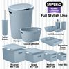 Superio 1.5 L Mini Ribbed Storage Bin- Plastic Storage Basket (Blue, 6 Pack)