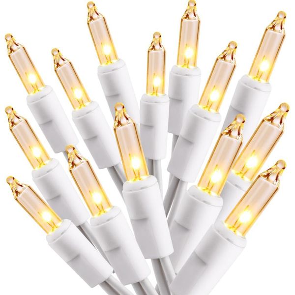 White Twinkle Lights String, 21.63Ft 100 Count Incandescent Warm White Christmas