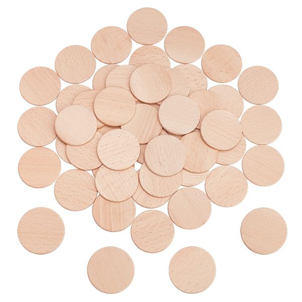 NBEADS 50 Pcs Beech Wooden Round Pieces, 5cm Unfinished Wood Circles Round Slices Wooden Cutouts Ornaments for DIY Crafts Painting Wedding and Home Decoration, 3.2mm Thick