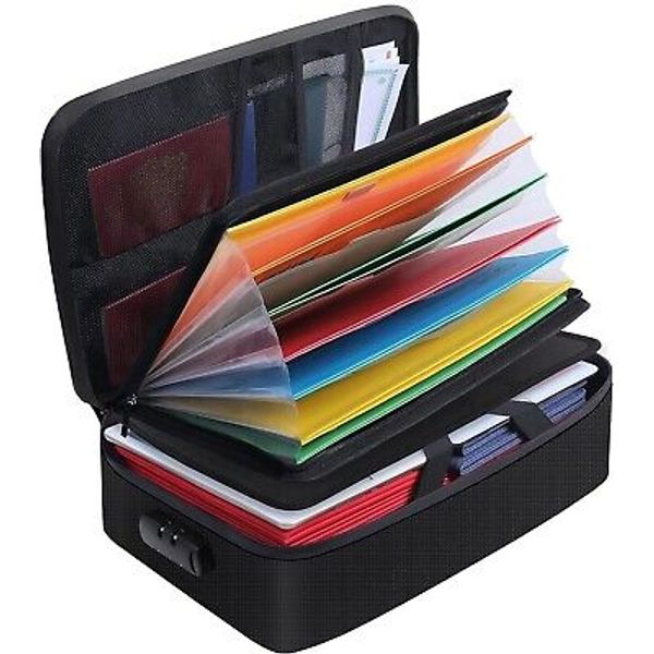 Fireproof Portable Document Box/Bag with Digital Lock Black