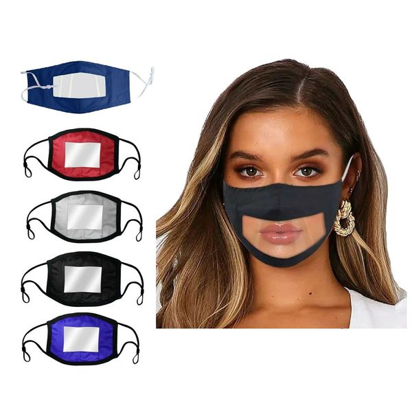 Transparent Face Mask Clear Window Deaf Friendly Visible Lip Reading Mask Wash (Red Wine)