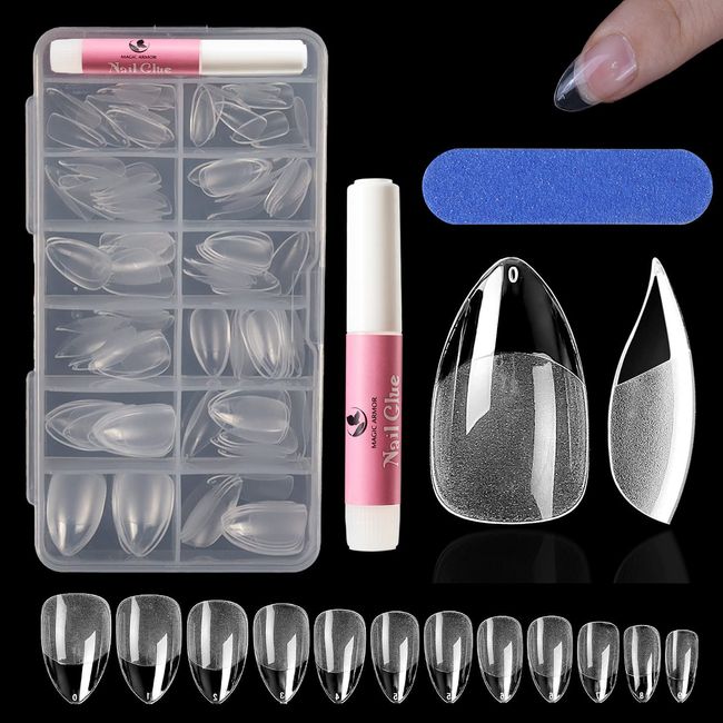 Short Almond Fake Nails 120Pcs Upgraded Half Matte Soft Gel Almond Nail Tips for Full Cover Press on Acrylic Short Almond Nails False Nails 10 size Short Almond Gel Tips