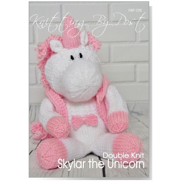 Knitting by Post Knitting Pattern - Skylar The Unicorn Soft Toy Pattern from UK Knitting Pattern