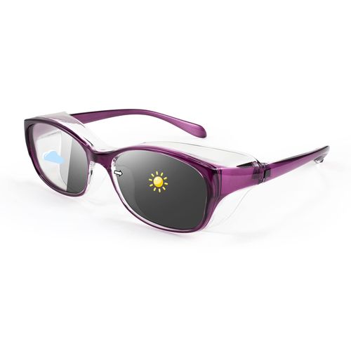 FEISEDY B1050 Pollen Glasses, Sunglasses, Men's, Color Changing Dimmable, Polarized Glasses, Women's, Windproof, Dustproof, Casual, UV Protection, Protective Glasses, Droplet Infection Prevention, Viruses, Pollen Fever, Ultra Lightweight, Unisex, Purple ·