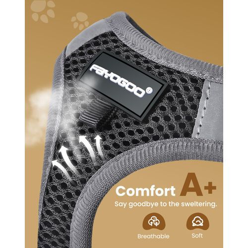 FAYOGOO Cat Harness and Leash Set | Upgrade Step-in Escape Proof Harness | Lightweight Soft Vest, No-Choke Design for Walking, Travel, Camping (Black)