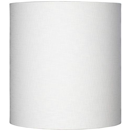 White Tall Linen Medium Drum Lamp Shade 14" Top x 14" Bottom x 15" High (Spider) Fully Assembled Replacement with Harp and Finial for Table Lamps - Springcrest