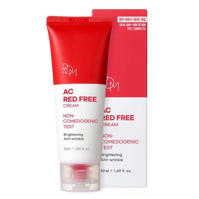 BOM AC Red Free Gesichtscreme 50 ml, nicht komedogene Poren, Anti Pickel Creme mit Salicylsäure und Teebaumöl, Pflegende für gerötete Haut