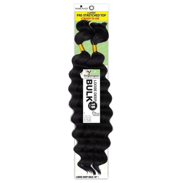 Organique Mastermix Shake-N-Go Human Hair Braids - Loose Deep Bulk 18" (Color:1B OFF BLACK)