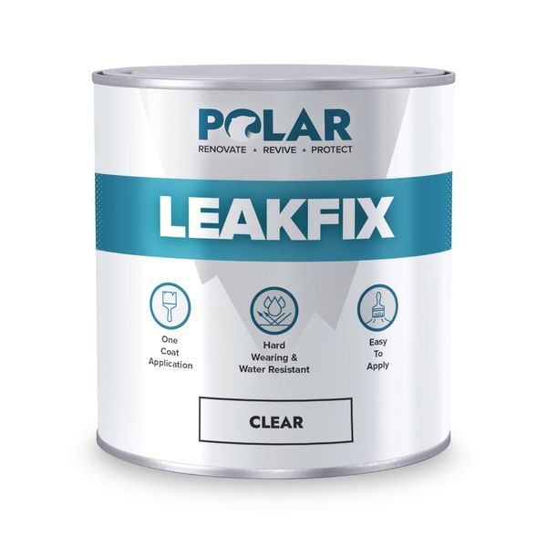 Polar Premium Leak Seal Clear Paint - 500ml - Instant Waterproof Roof Sealant - Ideal for Leaks, Cracks & Roof Repair - Concrete, Brick, Metal, Drainpipes & Gutters - Easy to Apply