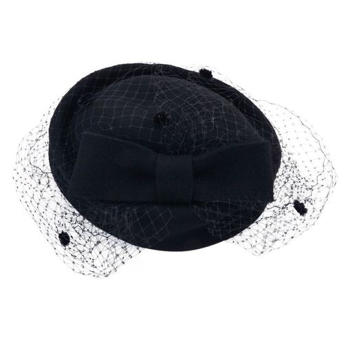Pillbox Hat Fascinator Beret Wedding Party Top Hat Church Wool Hat for Women, Black, One Size