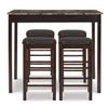 Linon Brown 3-Piece Table Faux Marble Tavern Set, 42" w x 22.25" d x 36" h