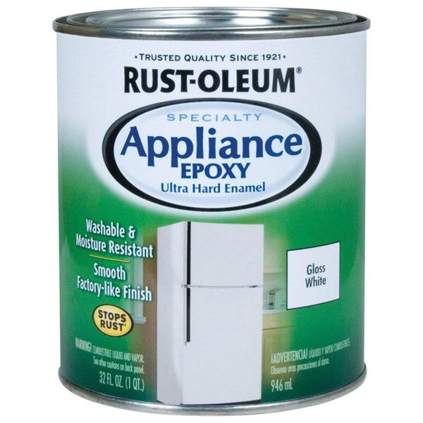 Rust-Oleum 241168 Specialty Appliance Epoxy Paint, Quart, Gloss White 32 Fl Oz (Pack of 1)