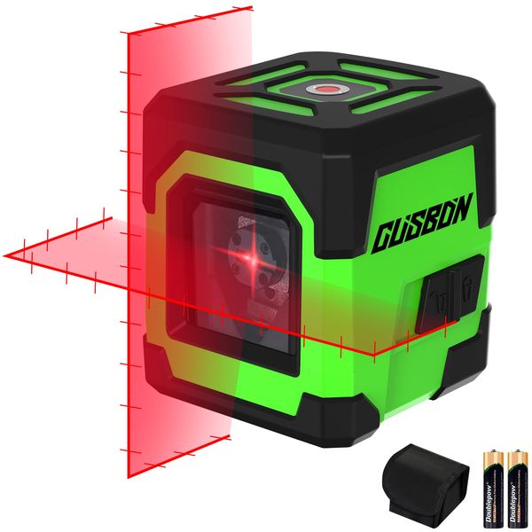 Laser Level with Markings,CUSBON Red Beam Cross Line Laser Vertical & Horizontal Self Levelling Laser Level with Manual/Self-Leveling Mode(Bag and Batteries Included)