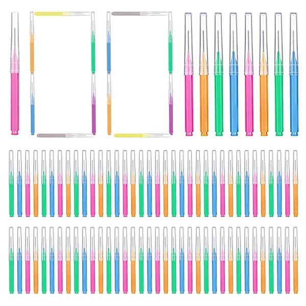 GOUWEIBA 100pcs Braces Brush Disposable Interdental Brush Toothpick Dental Tooth Flossing Head Oral Dental Hygiene Flosser Dental Hygiene Flosser Tooth Cleaning Tools Oral Flossing Head (Mixed Color)