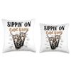 Sippin on Cold Brew Latte Iced Coffee Lover Espresso Throw Pillow