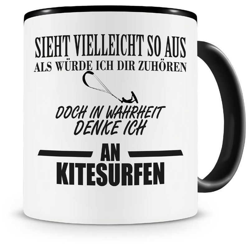 Tazza Da Caffè Samunshi® 'Ich Denke An US Cars' | Ceramica 300ml | Bianca Con Manico E Interno Nero | Stampata In Germania | Regalo Per Appassionati Di Muscle Car