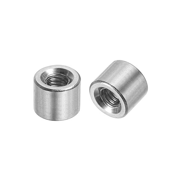 uxcell 10pcs M3 Round Connector Nuts 304 Stainless Steel Coupling Nuts 5mm/0.2" Length Sleeve Rod Bar Stud Nuts for Brackets M3x5x6mm