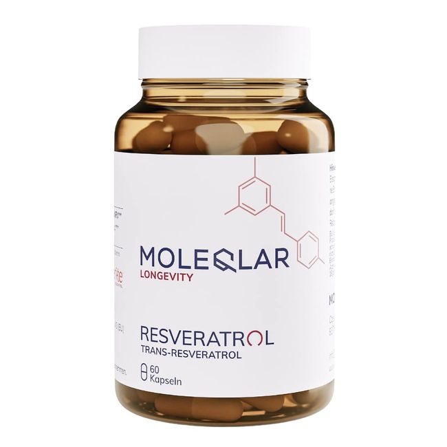 MoleQlar trans-Resveratrol Kapseln - 60 Kapseln Premium Resveratrol aus Hefefermentation - 500mg pro Kapsel - über 98% pures trans-Resveratrol - 100% PAK- und GMO-frei