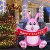 5FT Easter Inflatables Outdoor Inflatable Bunny Blow Up Yard with LED Lights
