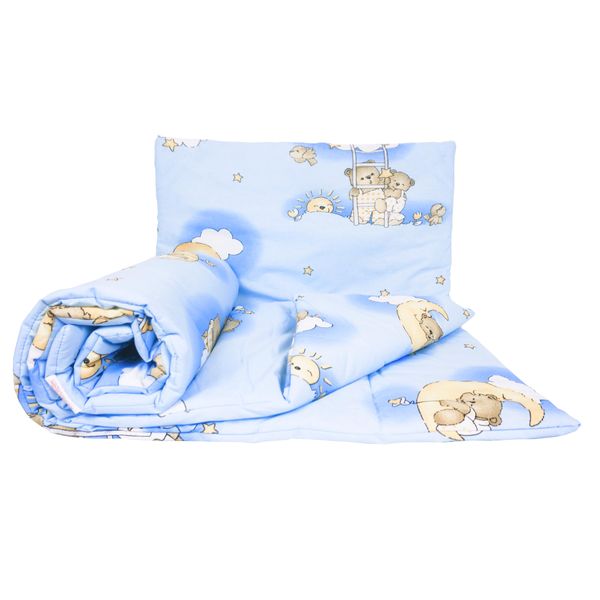 2 Piece Baby Children Quilt Duvet & Pillow Set 80x70 cm to fit Crib or Pram (Ladders Blue)