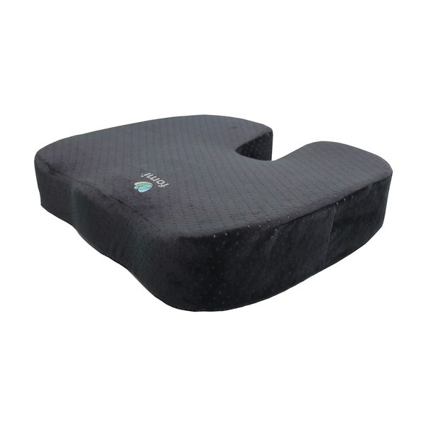 FOMI Extra Thick Firm Coccyx Orthopedic Memory Foam Seat Cushion | Black Large Cushion for Car or Truck Seat, Office Chair, Wheelchair | Back Pain Relief