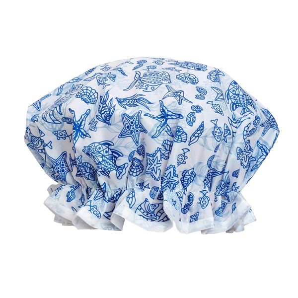 Bodylife Shower Cap Reusable Bath Cap Dual layered Waterproof Blue Lagoon 27cm