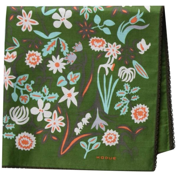 [Hibino Kodue] Women&#39;s Printed Handkerchief 30901204C Green Japan 48cmx48cm (FREE Size)